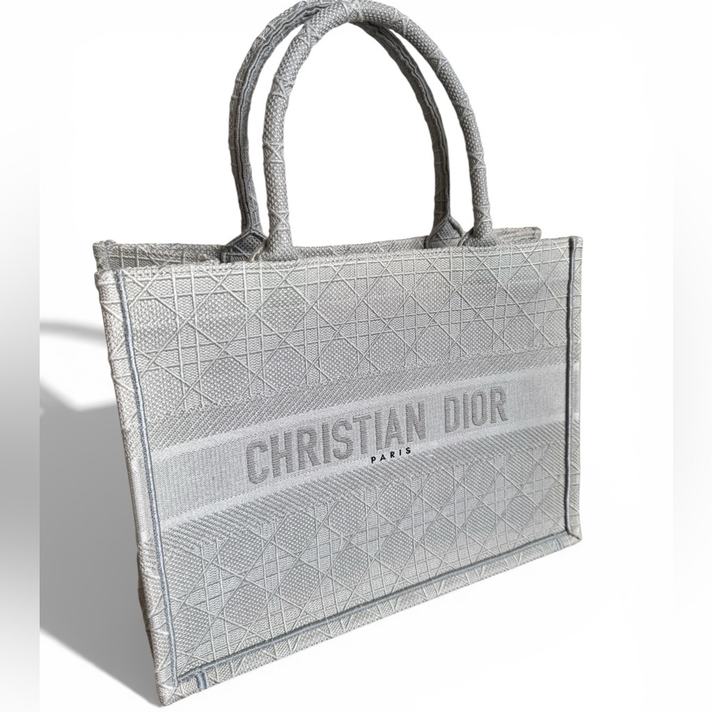 Christian Dior Gray Medium Cannage Book Tote Bag